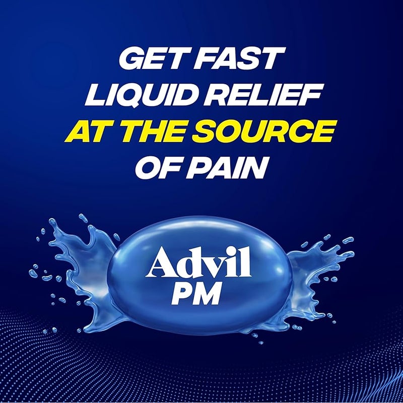 Advil PM Liqui-Gels Pain Reliever and Nighttime Sleep Aid, Pain Medicine with Ibuprofen for Pain Relief and Diphenhydramine HCL for a Sleep Aid - 40 Liquid Filled Capsules - Back to College - Image 4