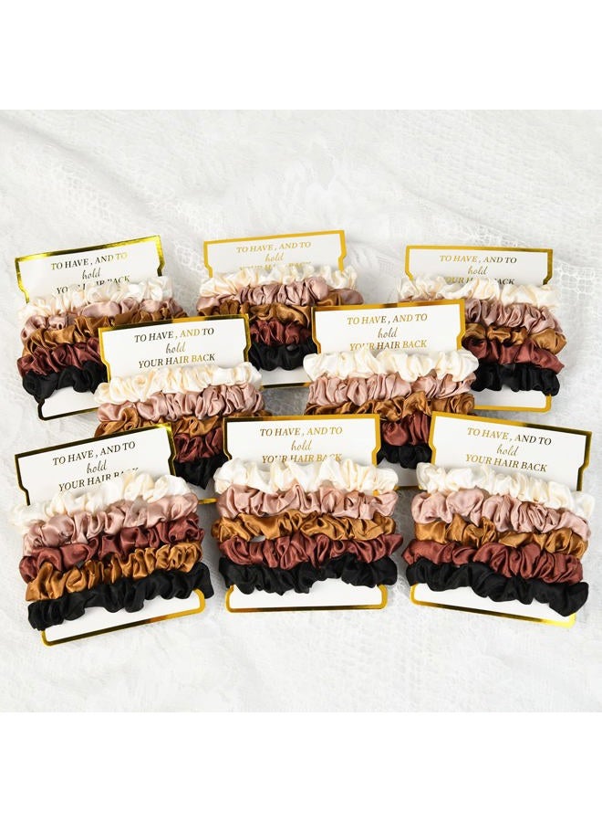 CEELGON 8 Pack Satin Scrunchies - Soft Hair Ties for Bachelorette Party Favors and Bridesmaid Proposal Gifts (Ivory, Rose Gold, Gold, Wine, Black) - Image 5