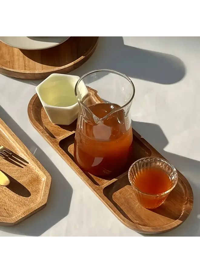 Oval Divided Dessert Plate Recycled Wood Serving Tray For Cheese Charcuterie Appetizers - Image 1