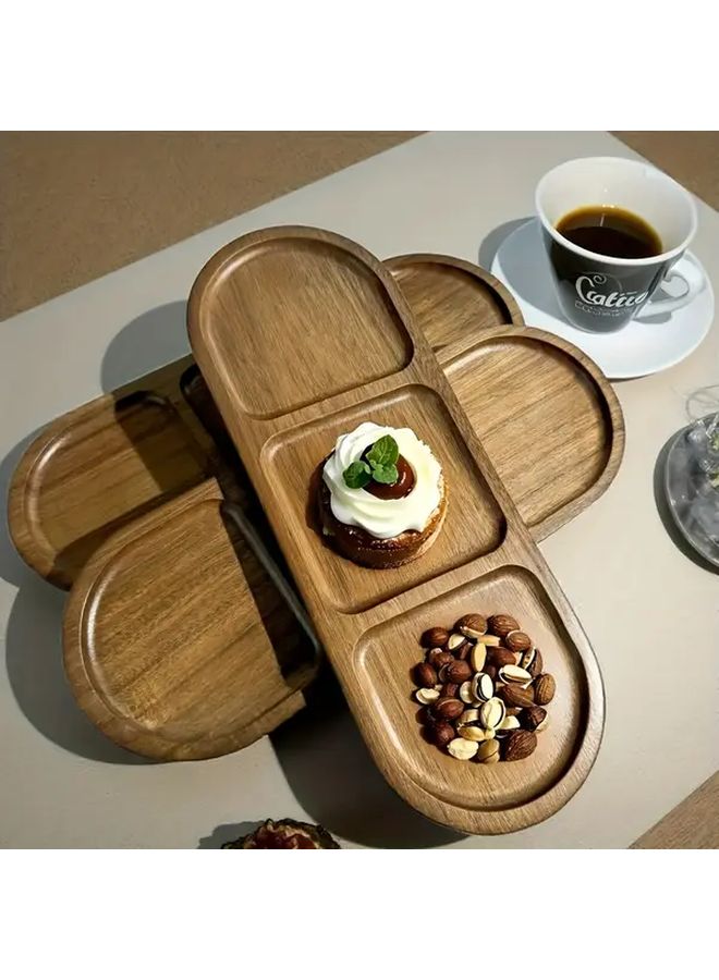 Oval Divided Dessert Plate Recycled Wood Serving Tray For Cheese Charcuterie Appetizers - Image 3