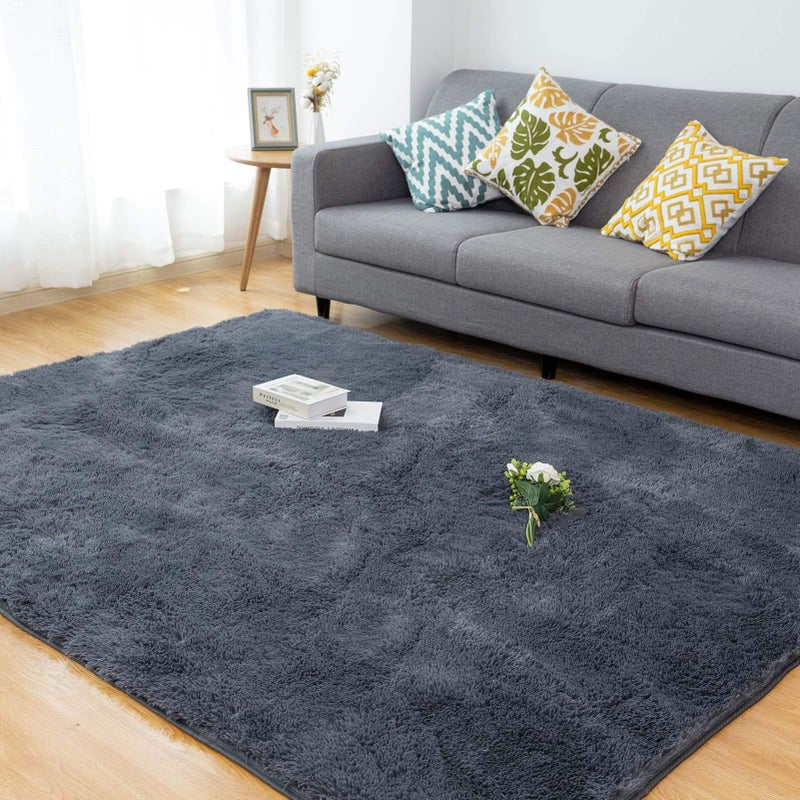 CHOSHOME Rugs Living Room Large Super Soft Bedroom Rug Anti Slip Rugs Fluffy Rugs Grey Rug Comfortable Carpet Modern Large Fluffy Rug Velvet Shaggy Rugs Non Shedding Floor Rug Grey 120 x 180cm