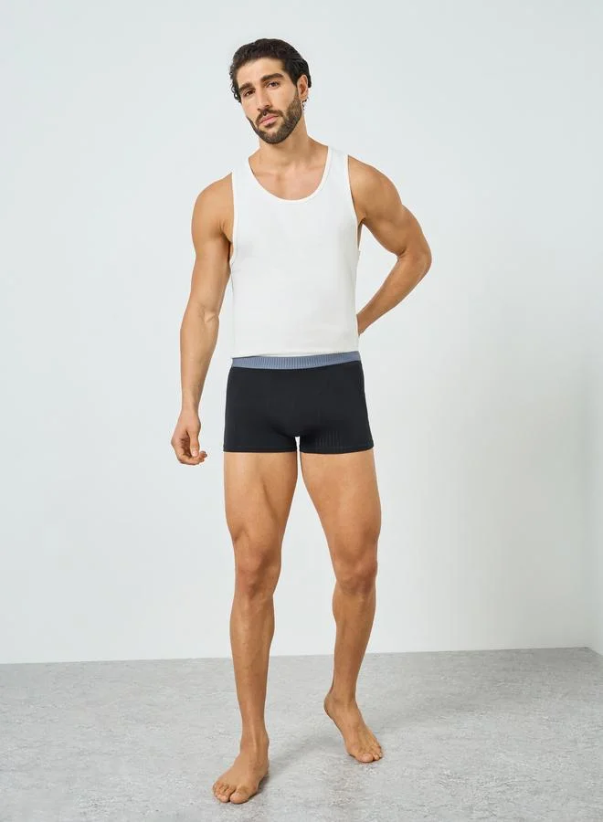 Styli  Men Black Cotton Ribbed Trunks for Men | Best Price UAE