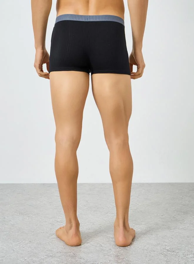 Styli  Men Black Cotton Ribbed Trunks for Men | Best Price UAE