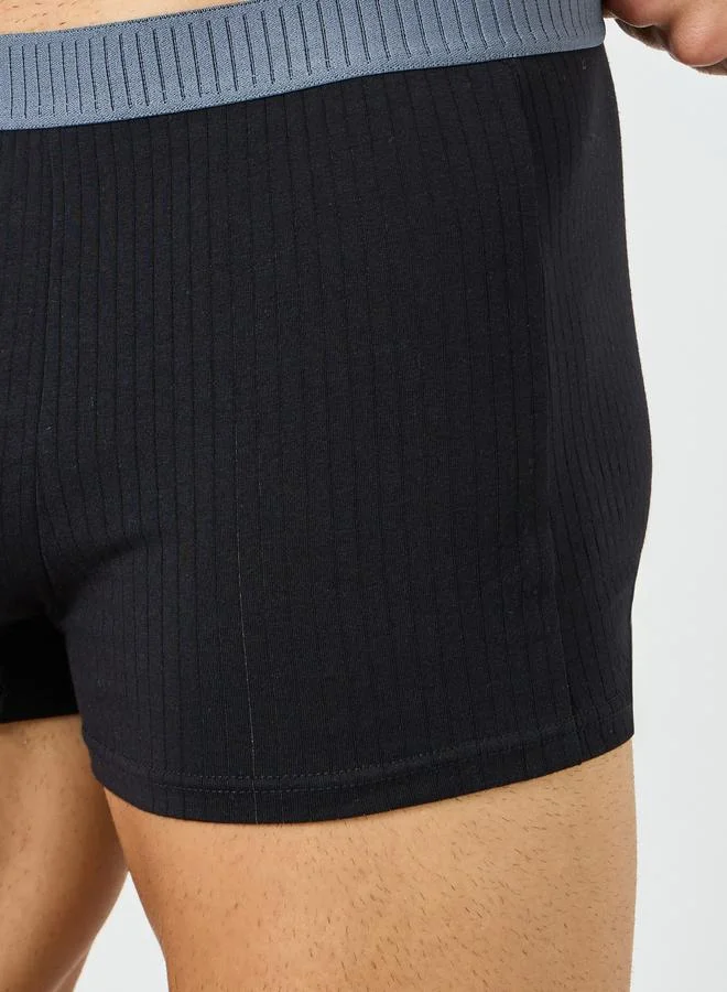 Styli  Men Black Cotton Ribbed Trunks for Men | Best Price UAE