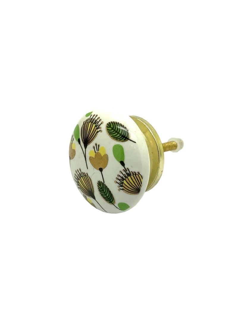 SHWETAIL SHWETAIL Ceramic Knobs Drawer Pulls for Cabinets and Cupboards 38mm Gold Multicolour Pack of 4 knobs Green Forest  - Image 3