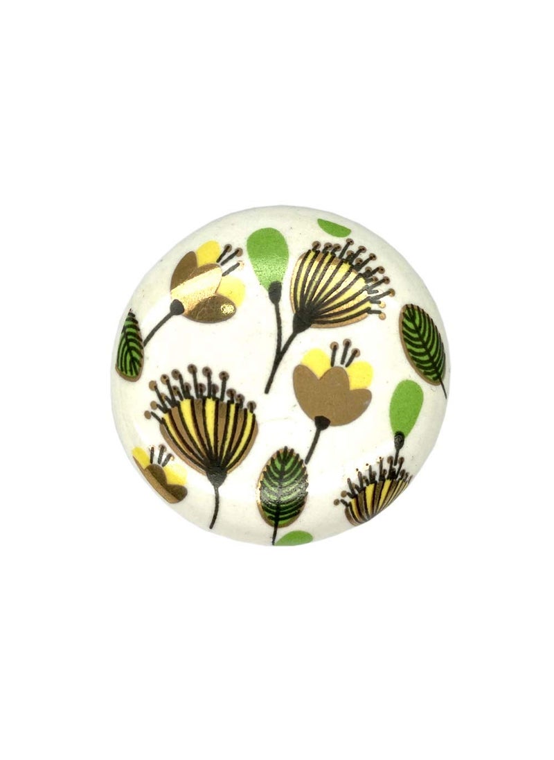 SHWETAIL SHWETAIL Ceramic Knobs Drawer Pulls for Cabinets and Cupboards 38mm Gold Multicolour Pack of 4 knobs Green Forest  - Image 2