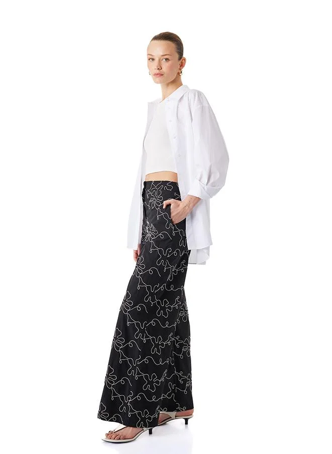 كوتون Floral Poplin Pants