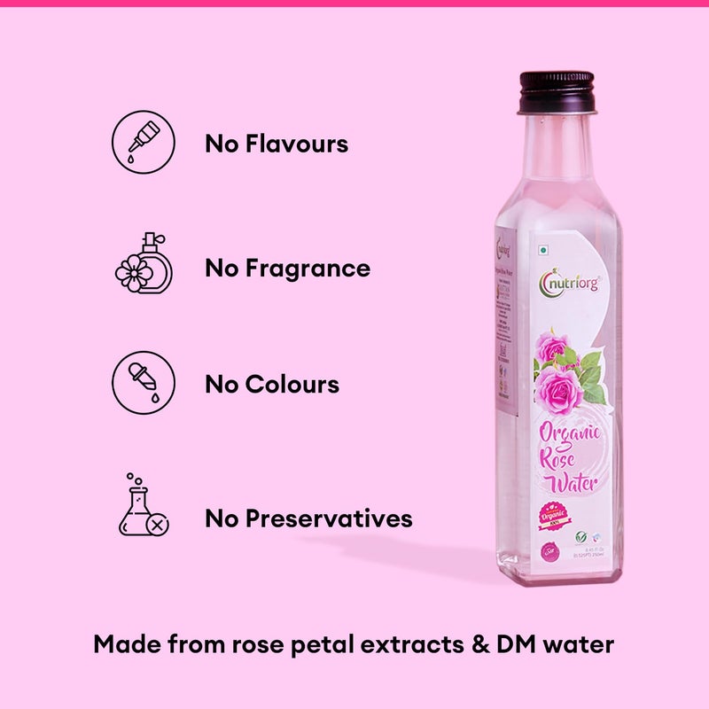 nutriorg Nutriorg Organic Rose Water 100 Pure Gulab Jal for Face Skin Hair Skin Toner Makeup Remover Hydration Alcohol ParabenFree For All Skin Types 250ml X 2 - Image 4