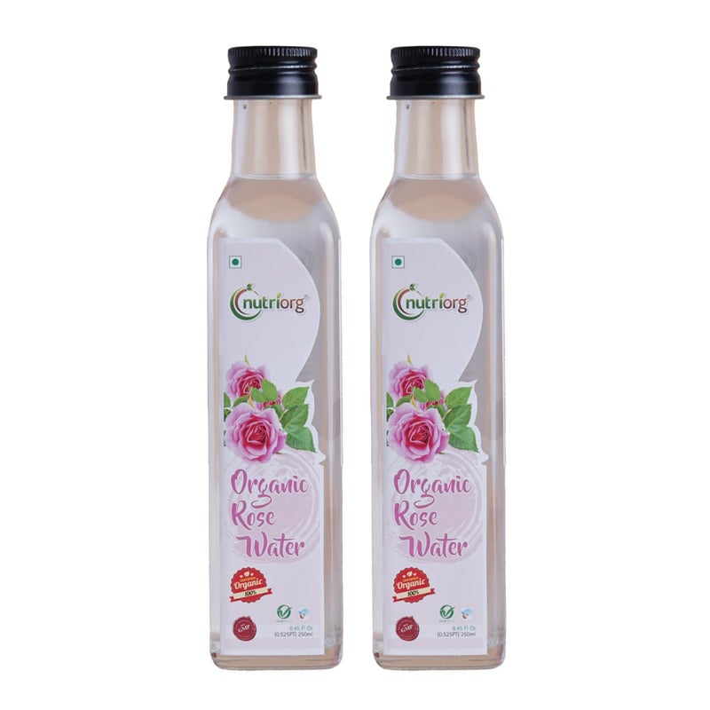 nutriorg Nutriorg Organic Rose Water 100 Pure Gulab Jal for Face Skin Hair Skin Toner Makeup Remover Hydration Alcohol ParabenFree For All Skin Types 250ml X 2 - Image 1