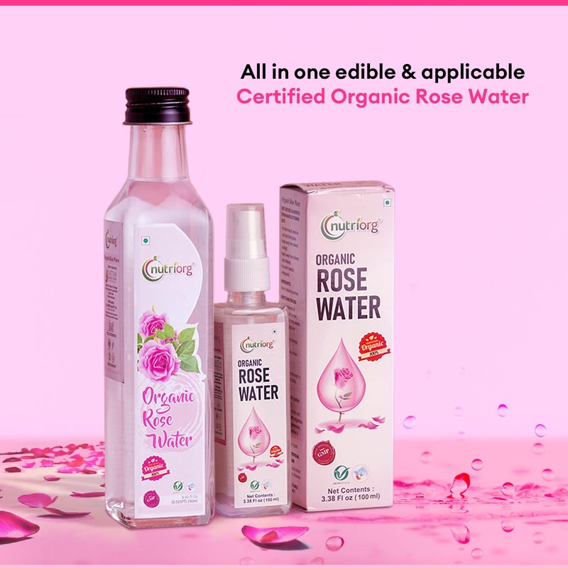 nutriorg Nutriorg Organic Rose Water 100 Pure Gulab Jal for Face Skin Hair Skin Toner Makeup Remover Hydration Alcohol ParabenFree For All Skin Types 250ml X 2 - Image 3