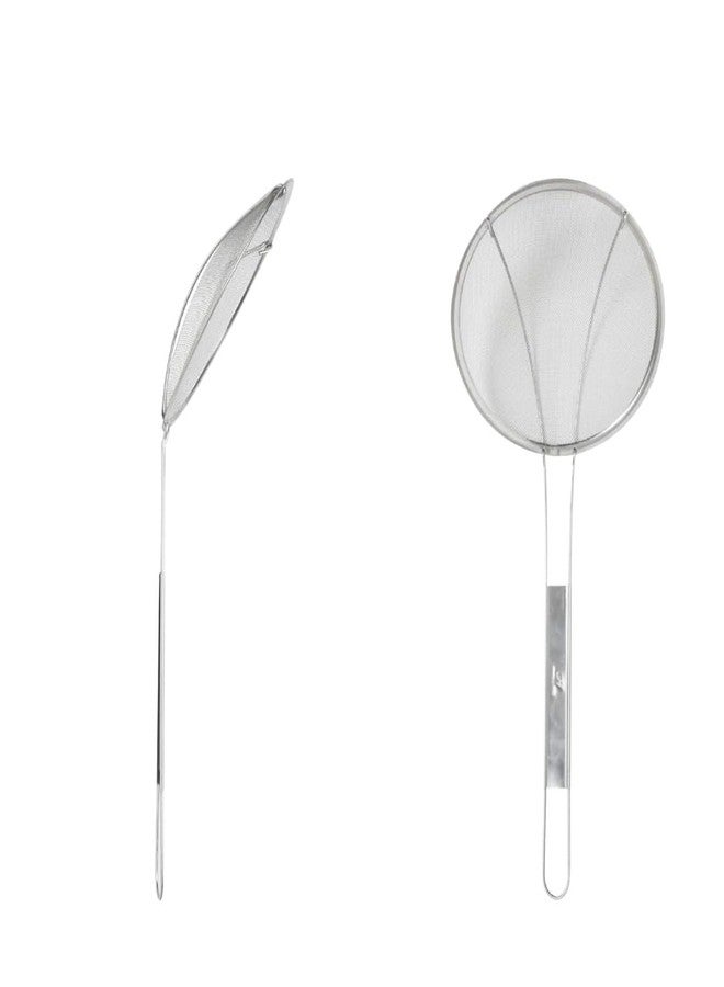 TrueCraftware- 7-Inch Round Fine Mesh Wire Skimmer 10" Handle Length Nickel Plated- Kitchen Utensil Food Strainer Skimmer Spoon for Cooking Sieve Sifters Rice Quinoa Pasta Fruits Vegetables etc. - Image 3
