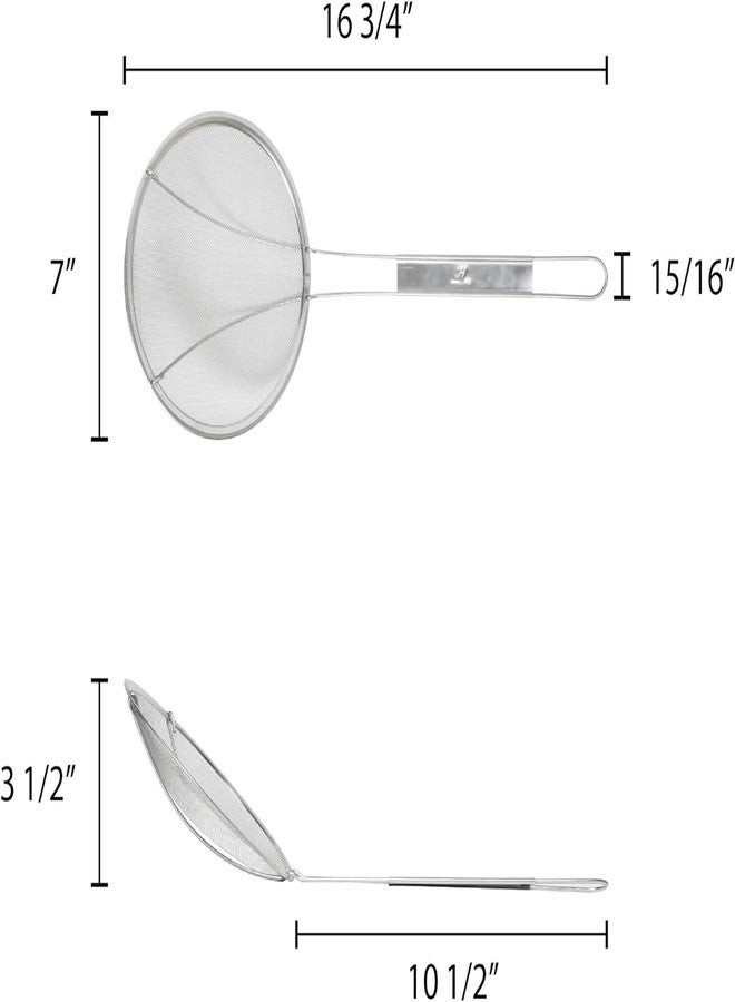 TrueCraftware- 7-Inch Round Fine Mesh Wire Skimmer 10" Handle Length Nickel Plated- Kitchen Utensil Food Strainer Skimmer Spoon for Cooking Sieve Sifters Rice Quinoa Pasta Fruits Vegetables etc. - Image 5