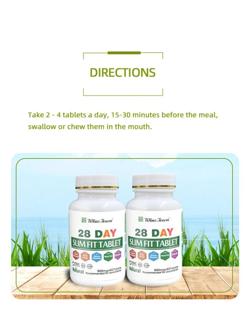 وينز تاون 28 - Day Slim Fit Tablet: جوهر النباتات الطبيعية ، الخيار لفقدان الوزن الصحي - Image 2