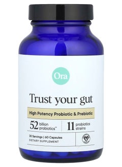 ORA Trust Your Gut High Potency Probiotic & Prebiotic 60 Capsules 