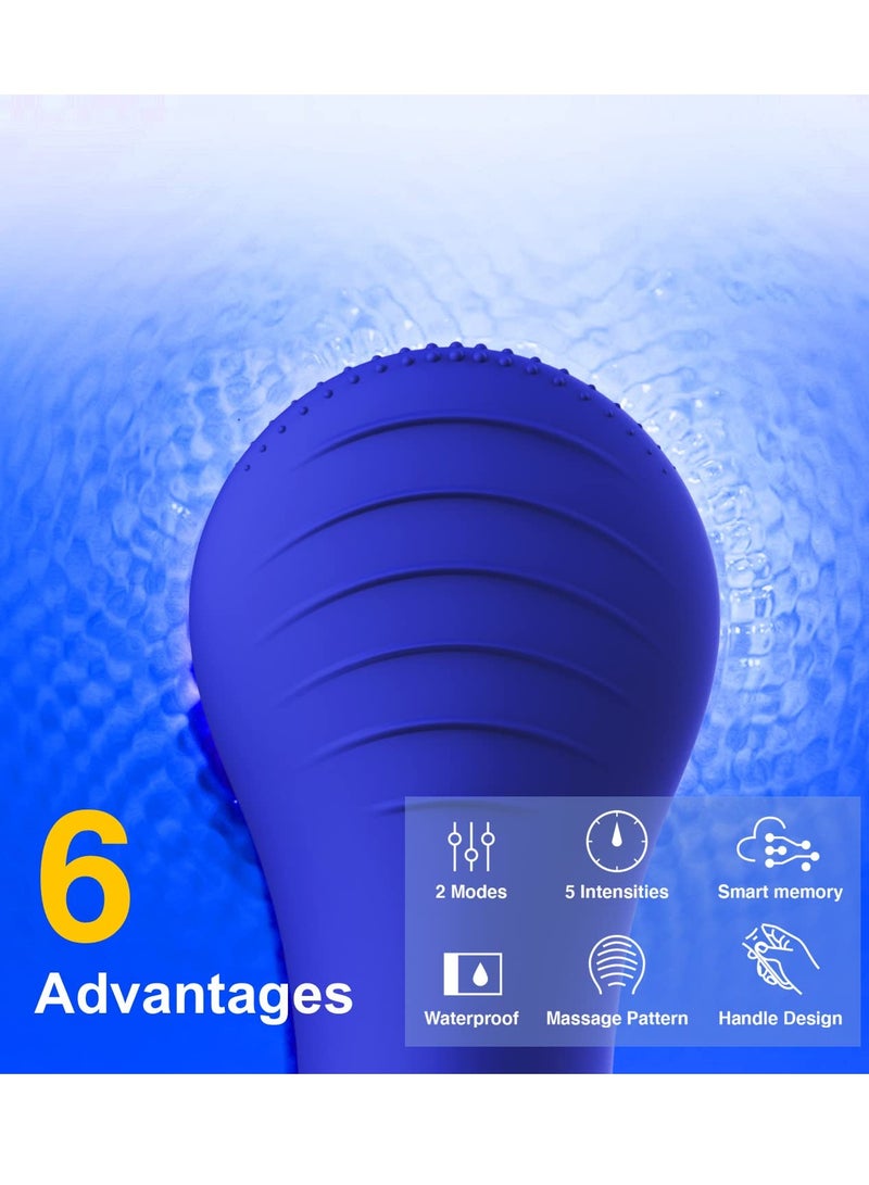 NågraCoola CLIE Facial Cleansing Brush, Waterproof and Rechargeable Face Scrub Brush for Men & Women, Cleansing, Exfoliating and Massaging, Electric Face Scrubber - Blue - Image 4