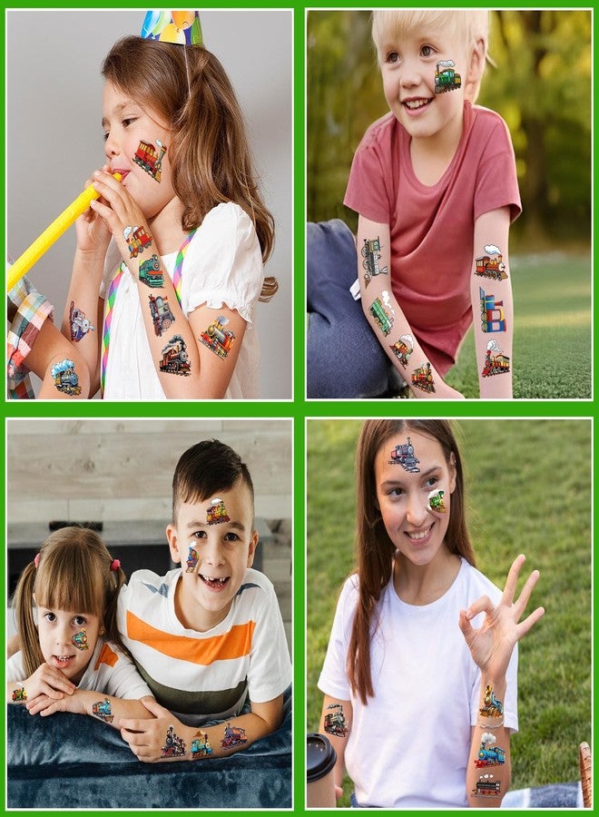 Lcnjscgo 144 PCS Vintage Retro Train Temporary Tattoos Stickers, Vintage Retro Train Party Favors Supplies Train Transportation Birthday Party Decorations for Classroom Rewards, 24 Sheets - Image 4