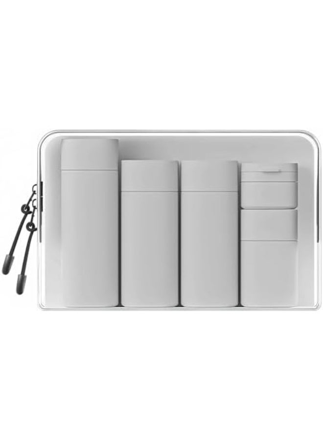 Travel Dispenser Bottles for Toiletries, 5 Pack Travel Size Containers, Leak Proof Refillable Travel Accessories for Shampoo Conditioner, Portable Travel Bottles with Clear Toiletry Bag - Image 1