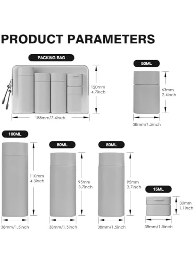 Travel Dispenser Bottles for Toiletries, 5 Pack Travel Size Containers, Leak Proof Refillable Travel Accessories for Shampoo Conditioner, Portable Travel Bottles with Clear Toiletry Bag - Image 4