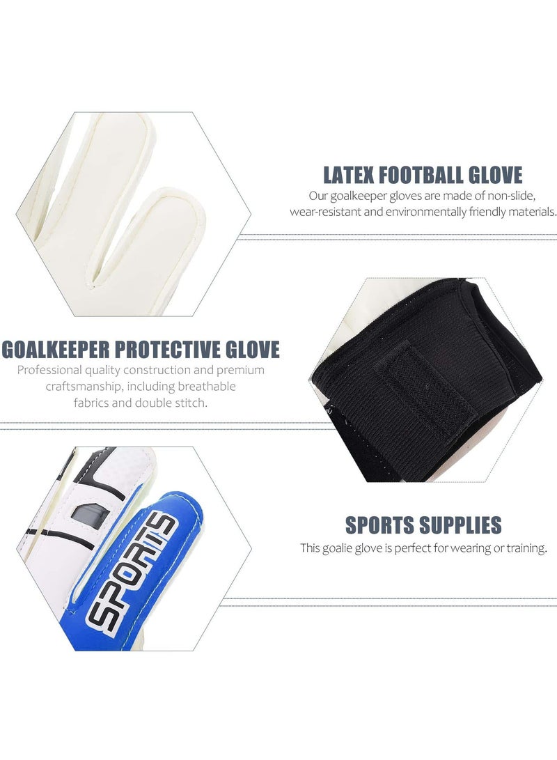 KASTWAVE Children Football Gloves, 7# Kids Youth Football Soccer Goalkeeper Goalie Training Gloves Gear with Strong Grips Palms, Soccer Goalie Goalkeeper Gloves for Kids Boys Children (Blue) - Image 2
