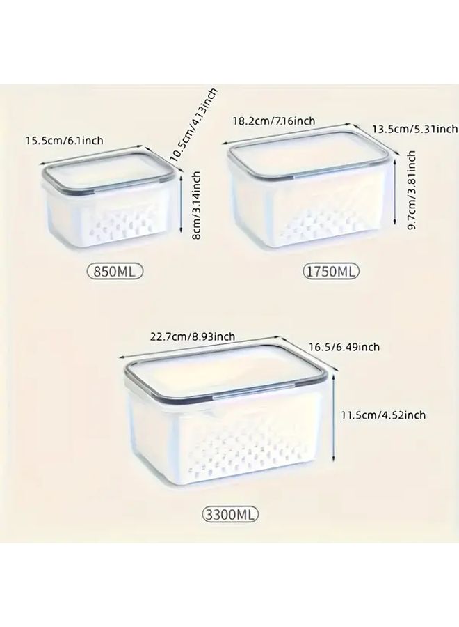3 Piece Clear Plastic Food Storage Containers With Lids Fresh Keeping Multipurpose Kitchen Essential - Image 2