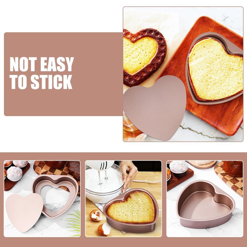 Ibansenice 6 Inch Heart Shaped Cake Pan With Removable Bottom Carbon Steel Nonstick Baking Mold For Oven DIY Desserts - Image 4