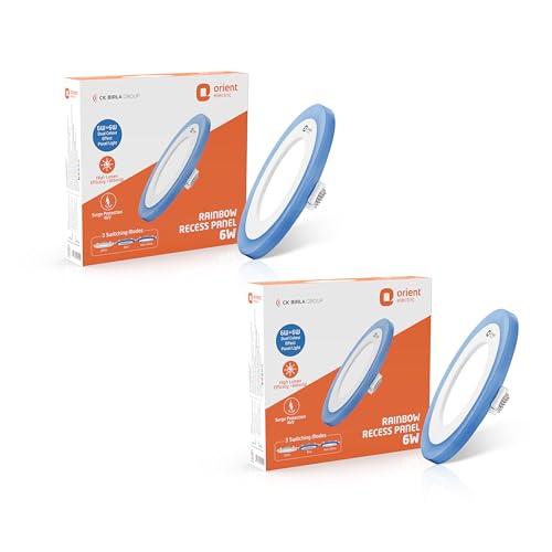 Orient Electric Rainbow Dual Colour Recess Panel 6W - White and Blue - Pack of 2 - Image 1