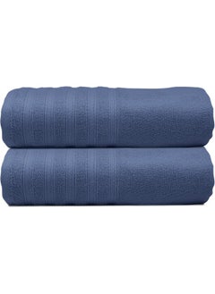 Hotel Linen Klub Hotel Linen Klub PACK of 2 Bath Towel - 100% Cotton 600 GSM Terry, Super Soft Quick Dry Highly Absorbent Dobby Border Ring Spun, Size: 70 x 140cm, Navy Blue  - Image 4