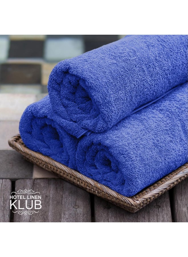Hotel Linen Klub - Hotel Linen Klub PACK of 2 Bath Towel - 100% Cotton 600 GSM Terry, Super Soft Quick Dry Highly Absorbent Dobby Border Ring Spun, Size: 70 x 140cm, Navy Blue - Image 1
