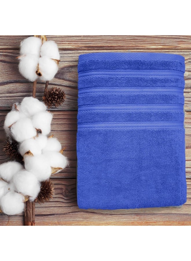 Hotel Linen Klub - Hotel Linen Klub PACK of 2 Bath Towel - 100% Cotton 600 GSM Terry, Super Soft Quick Dry Highly Absorbent Dobby Border Ring Spun, Size: 70 x 140cm, Navy Blue - Image 1