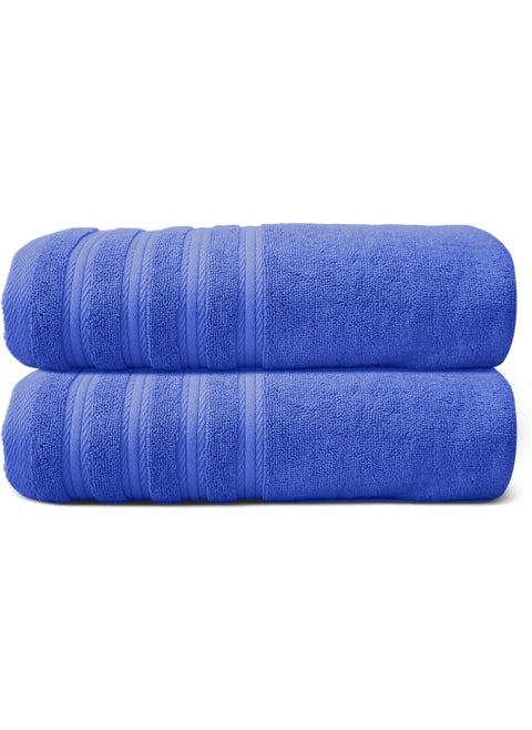 Hotel Linen Klub PACK of 2 Bath Towel - 100% Cotton 600 GSM Terry, Super Soft Quick Dry Highly Absorbent Dobby Border Ring Spun, Size: 70 x 140cm, Navy Blue