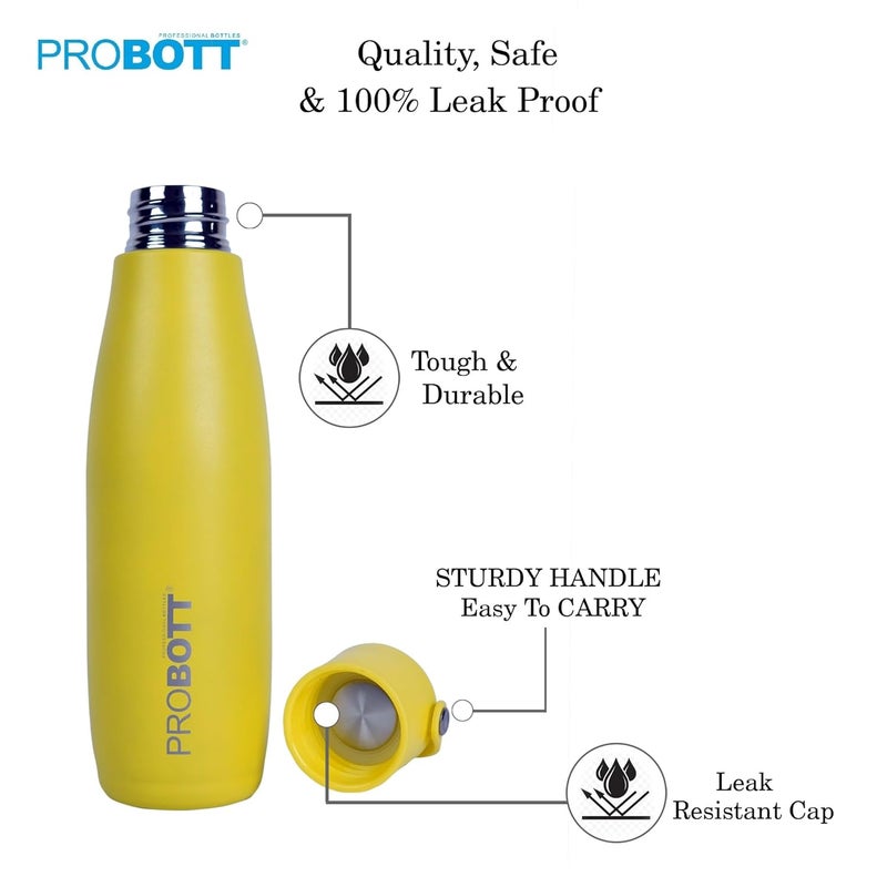 PROBOTT Probott Trendy Flask 700ml Thermosteel Hot & Cold Thermos Vacuum Flask Water Bottle for Girls, Yellow | Flex Cap | Leakproof | Gym | Sports | Office | College | School | Travel | Water, Tea, Coffee  - Image 2