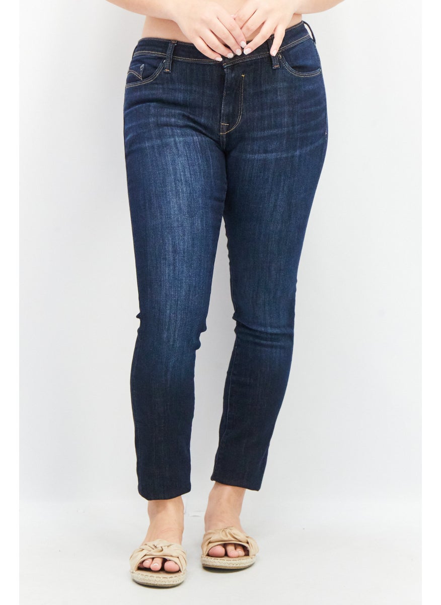 EDC Women Skinny Fit Washed Stretchable Denim Jeans, Blue  - Image 1
