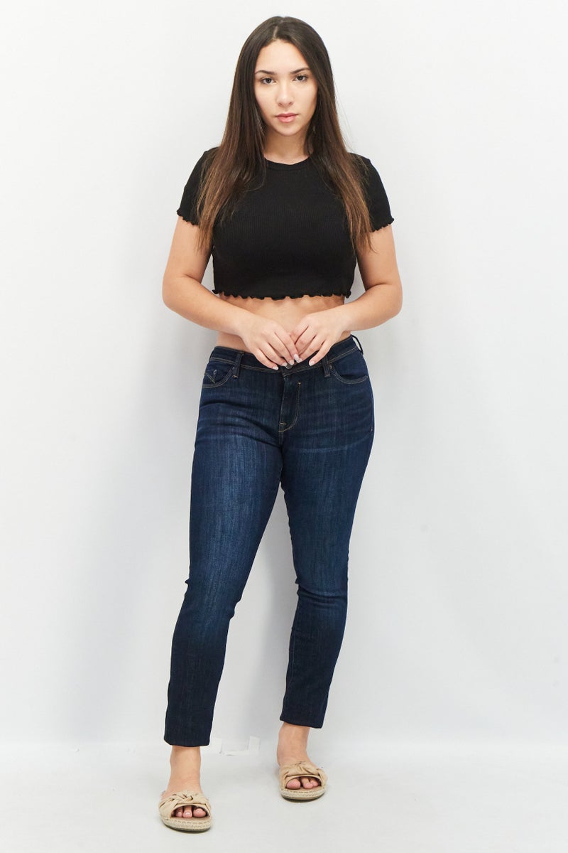 EDC Women Skinny Fit Washed Stretchable Denim Jeans, Blue - Image 3