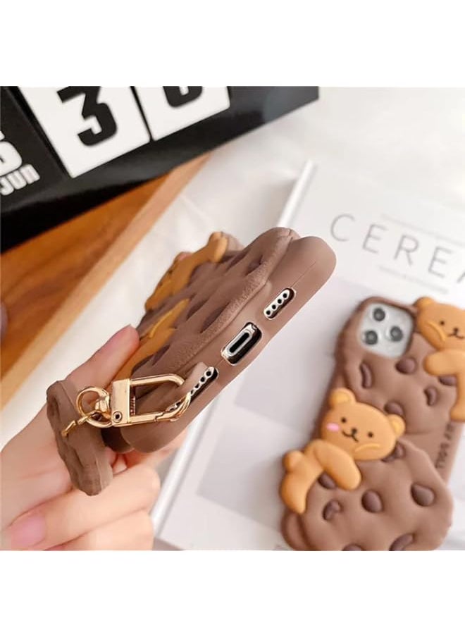 BGM - for iPhone XR Case Cookie Bear Kawaii Phone Cases,Cute Case for iPhone XR with Strap Lanyard 3D Cartoon Bear Soft Silicone Protective Case Funny Women Girls for iPhone XR - Image 1