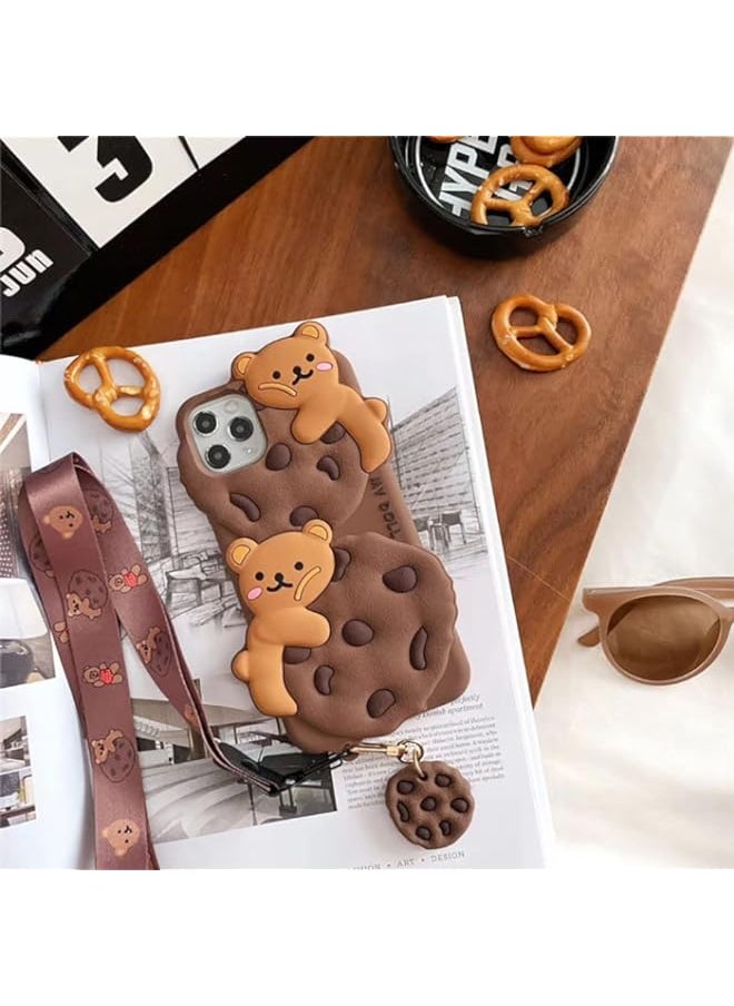 BGM - for iPhone XR Case Cookie Bear Kawaii Phone Cases,Cute Case for iPhone XR with Strap Lanyard 3D Cartoon Bear Soft Silicone Protective Case Funny Women Girls for iPhone XR - Image 1