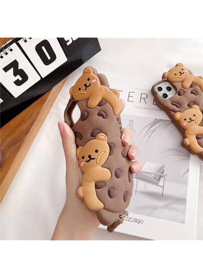 BGM - for iPhone XR Case Cookie Bear Kawaii Phone Cases,Cute Case for iPhone XR with Strap Lanyard 3D Cartoon Bear Soft Silicone Protective Case Funny Women Girls for iPhone XR - Image 1