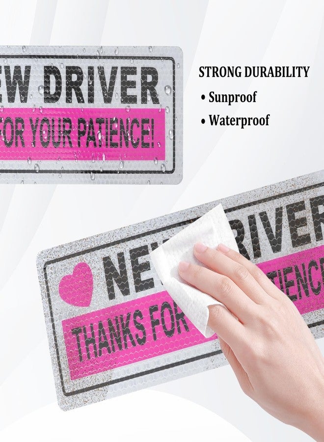 Stacool مغناطيس ستاكول للسيارة مكون من قطعتين، ملصق عاكس جديد للسائقين الجدد، زينة للسيارة للتحذير من أجل السلامة، مغناطيس "يرجى التحلي بالصبر" من ستاكول، ملحقات سيارة مغناطيسية للسائقين الجدد (وردي 1) - Image 4