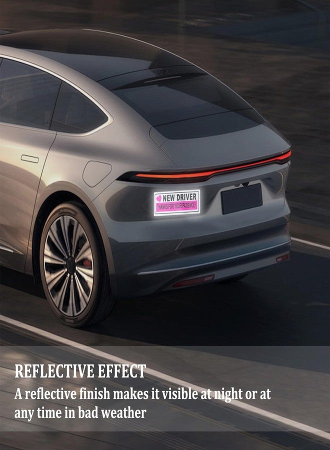 Stacool مغناطيس ستاكول للسيارة مكون من قطعتين، ملصق عاكس جديد للسائقين الجدد، زينة للسيارة للتحذير من أجل السلامة، مغناطيس "يرجى التحلي بالصبر" من ستاكول، ملحقات سيارة مغناطيسية للسائقين الجدد (وردي 1) - Image 3