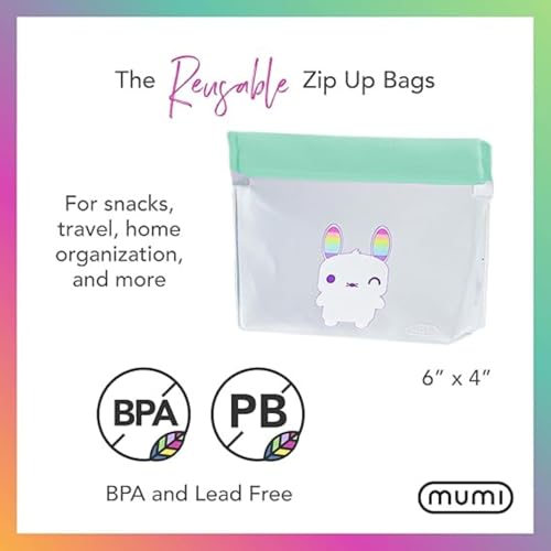 MUMI Piccolo Reusable Zip Up Bags – Set of 6 BPA-Free Silicone Zipper Bag for Food Storage | Freezer, Sandwich & Snack Bags | Dishwasher-Safe Reusable Containers for Travel, Lunch & Meal Prep (Blue) - Image 5