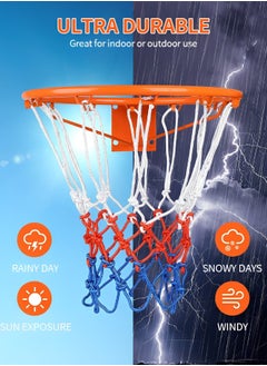 GROIC Basketball Ring with Net Outdoor, 2022 Upgrade Thick Professional Basketball Net Replacement Heavy Duty, All Weather Anti Whip Color Never Fade Standard Nets -12 Loops  - Image 2
