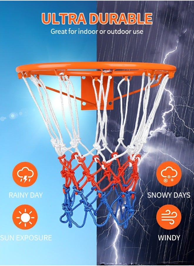 GROIC Basketball Ring with Net Outdoor, 2022 Upgrade Thick Professional Basketball Net Replacement Heavy Duty, All Weather Anti Whip Color Never Fade Standard Nets -12 Loops  - Image 2