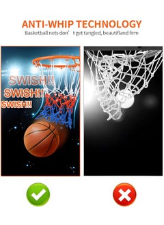 GROIC Basketball Ring with Net Outdoor, 2022 Upgrade Thick Professional Basketball Net Replacement Heavy Duty, All Weather Anti Whip Color Never Fade Standard Nets -12 Loops  - Image 3