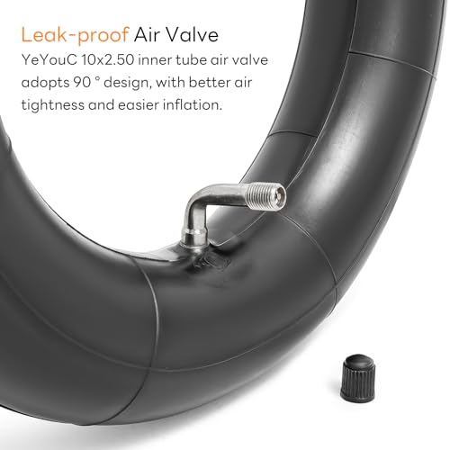 YeYouC Heavy Duty 10x2.50 Thicker 40% Butyl Inner Tube with CR202 90° Bent Valve Stem, 10 Inch Smart Self Balancing Electric Scooter Tire Tube Fit for 36v 48v 400w 500w 800w Hub Motor (Pack of 2) - Image 4
