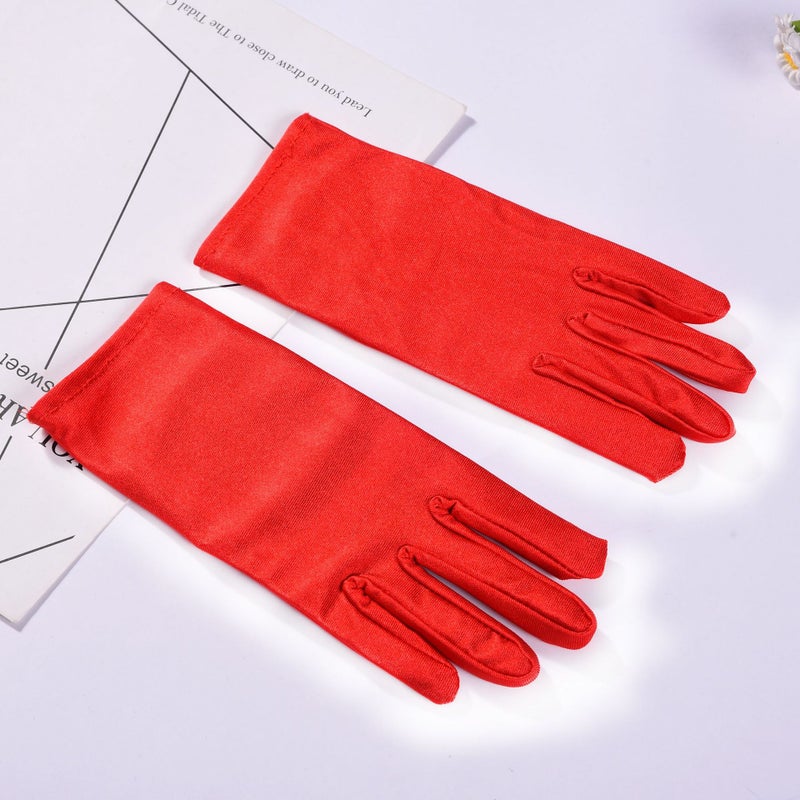 Spring and summer ladies snow gloves etiquette thin stretch gloves dance tight white gloves jewelry square dance gloves red 