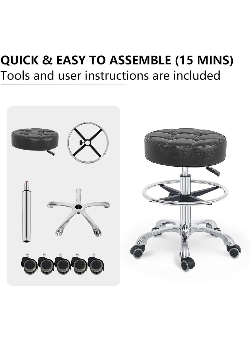 Adjustable Rolling Swivel Stool Designed for Salon, Home, Kitchen and Office Use - Image 4