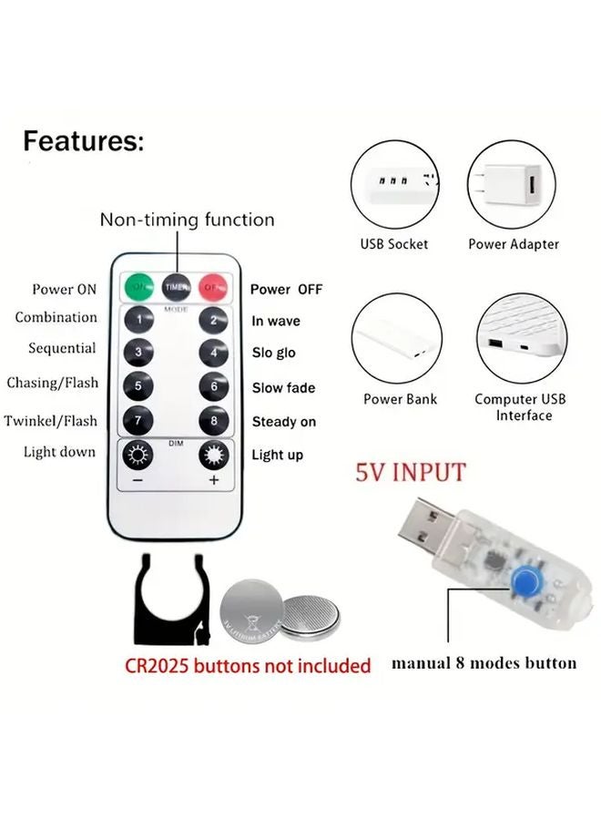 300 LED USB Curtain Lights Warm White 3x3M 8 Modes Remote For Christmas Party Decor - Image 5