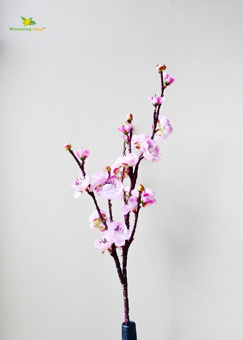 Blooming Floret Artificial Plum Blossom Flower Stick Perfect for Home Decor, Office, Weddings, Gifting/Natural Looking Flower Stems 60 cm (Pink) - Image 1
