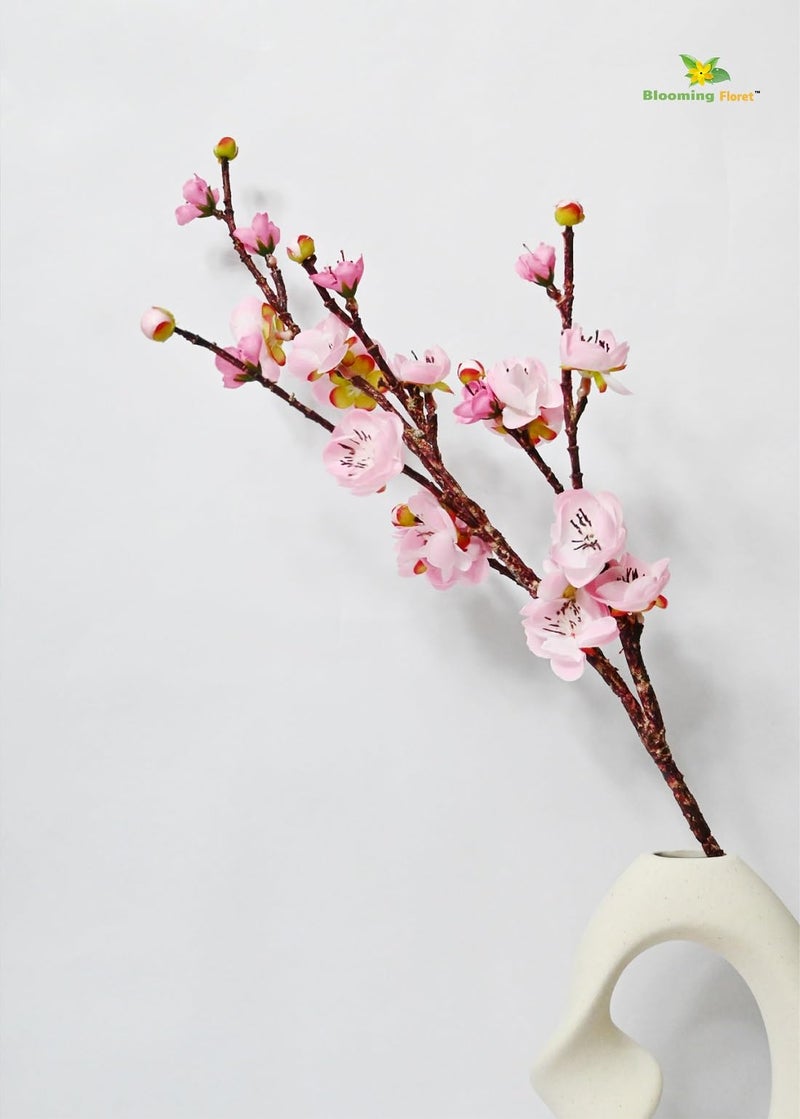 Blooming Floret Artificial Plum Blossom Flower Stick Perfect for Home Decor, Office, Weddings, Gifting/Natural Looking Flower Stems 60 cm (Pink) - Image 2
