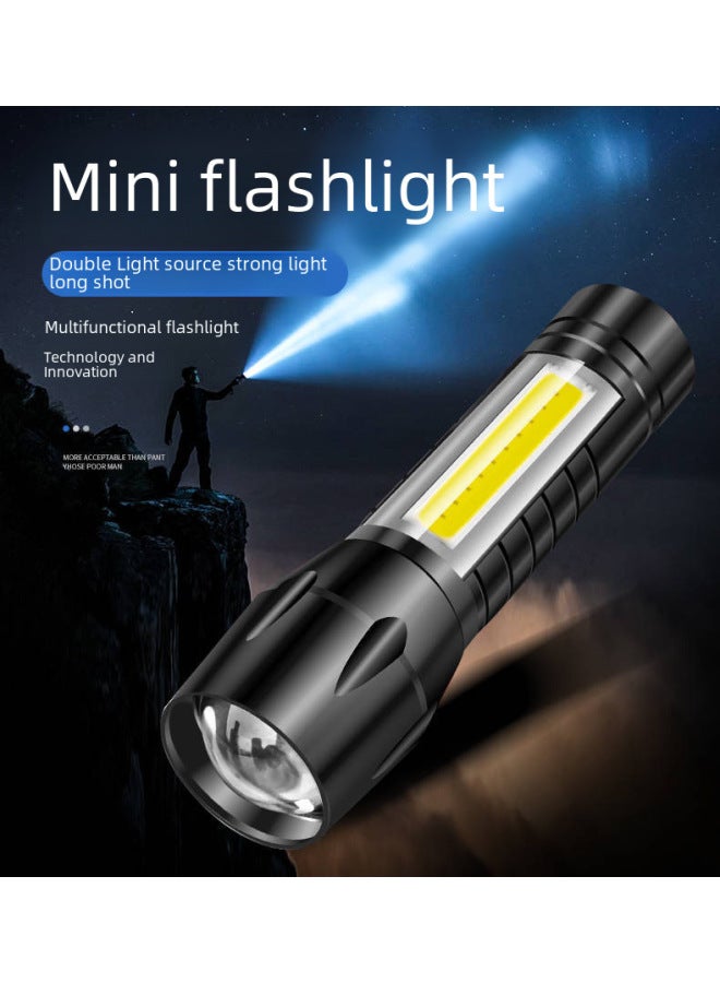 High-power Usb Rechargeable Led Mini Flashlight Aluminum Alloy Zoomable Torch Light Gift Side Light Decorative Lighting-Color:511 Zoom Lanyard + USB Line (bulk) Aluminum Alloy  - Image 2