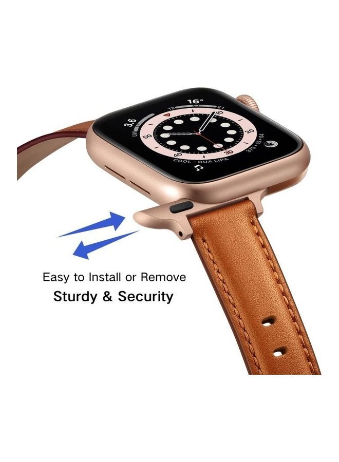NIBEMINENT Ethnic Replacement Watchband For Apple Watch Series 1/2/3/4/5/6/7/SE 42-44-45mm Brown/Rose Gold Buckle - Image 5